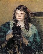 Mary Cassatt, The girl holding the dog